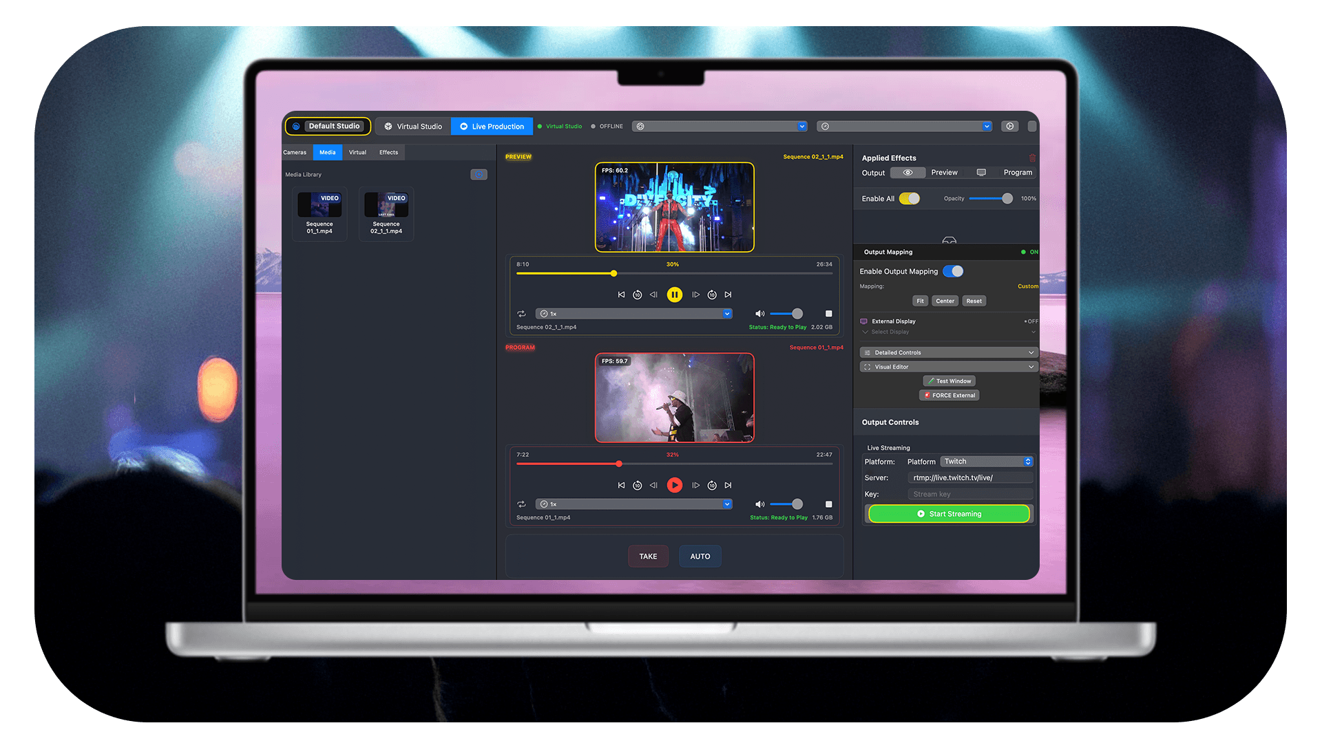 Vantaview Preview and Program interface